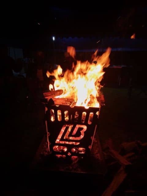 Evening fire in a Lorbrand fire basket