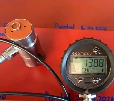 Idler frame paint adhesion pull-off test