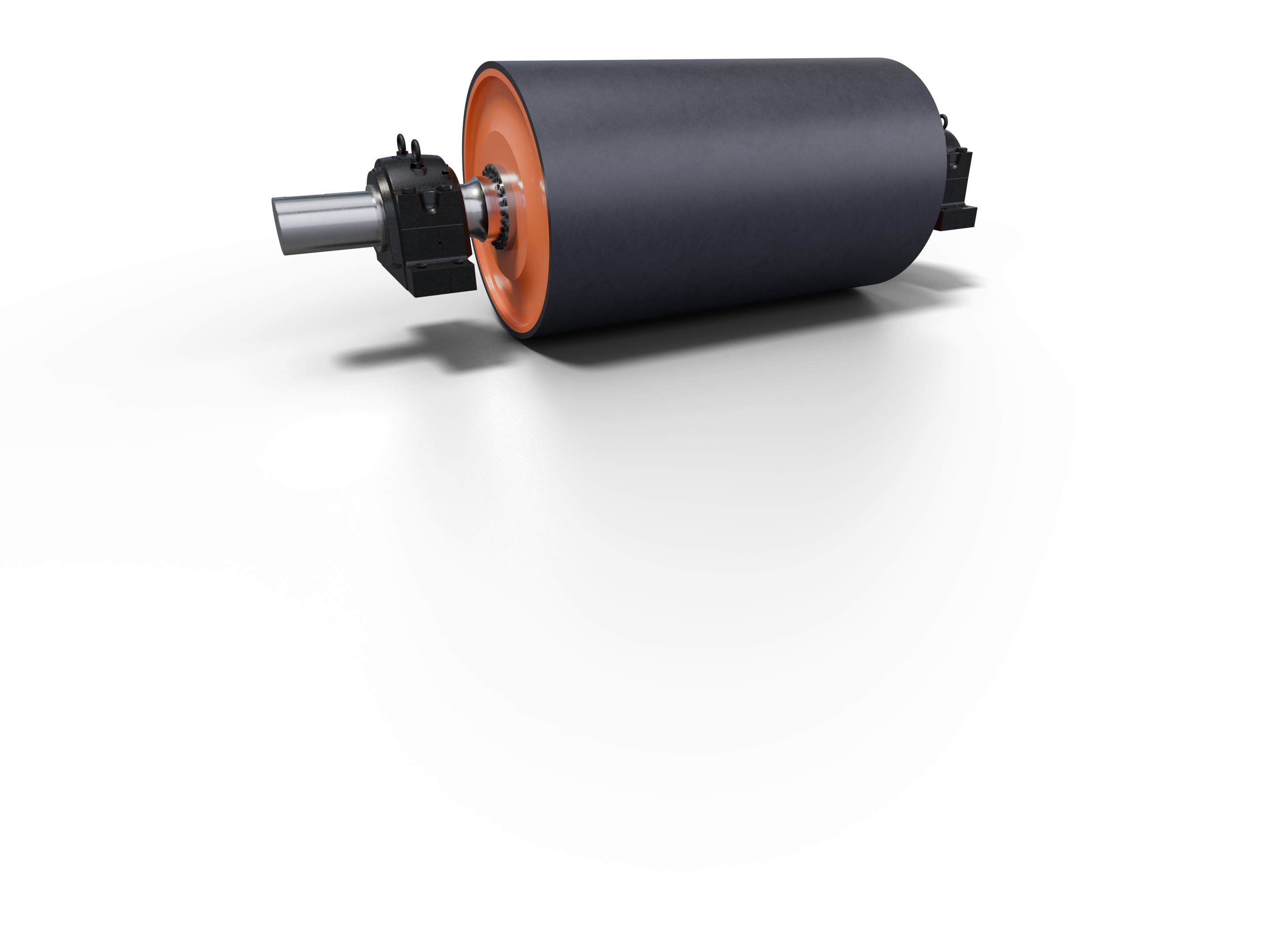 Pulley with plain rubber lagging