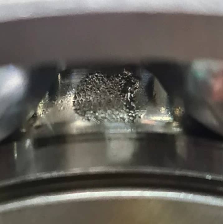 Spalling on a bearing raceway