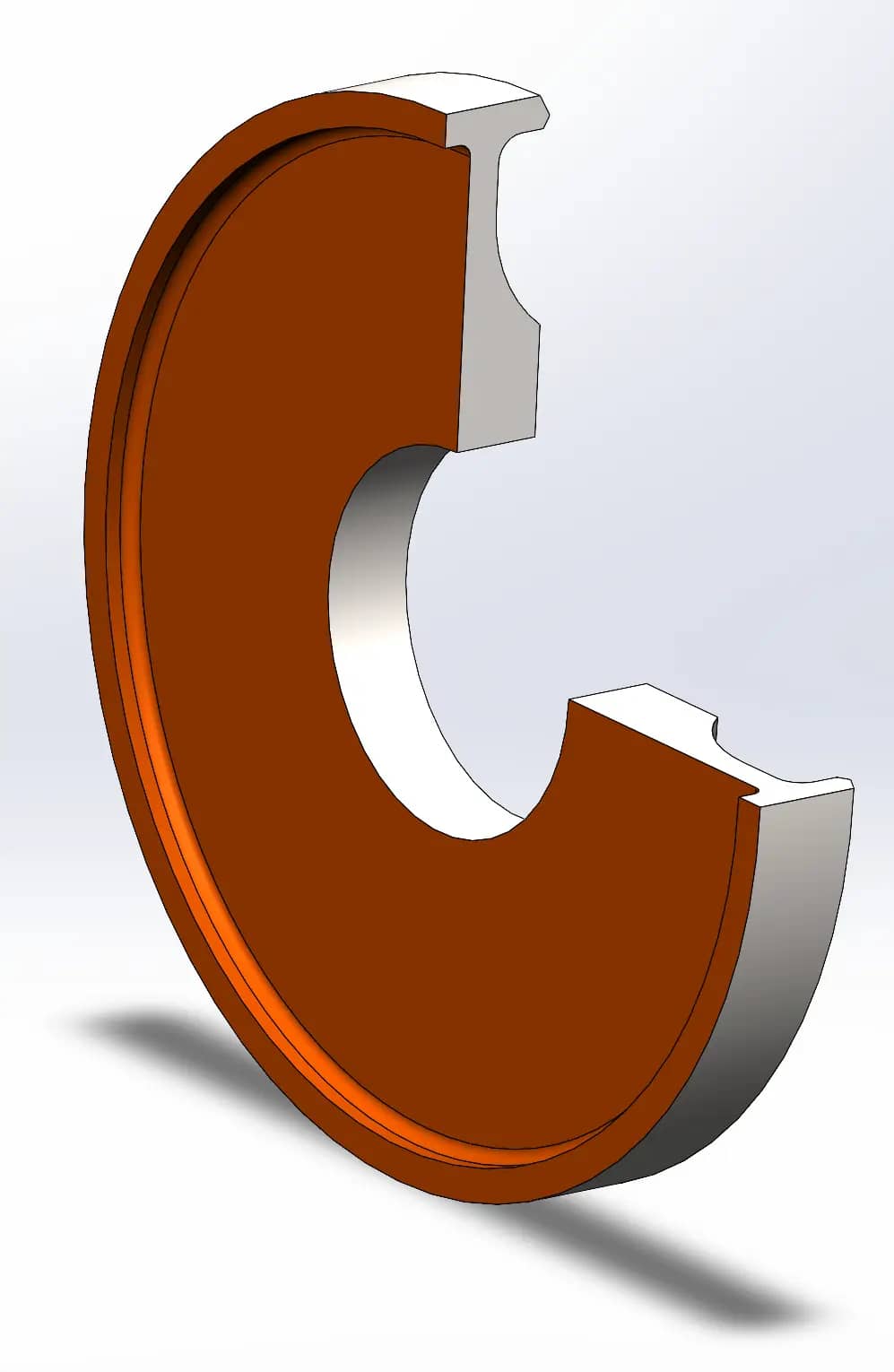 Asymmetric T-bottom end disc section